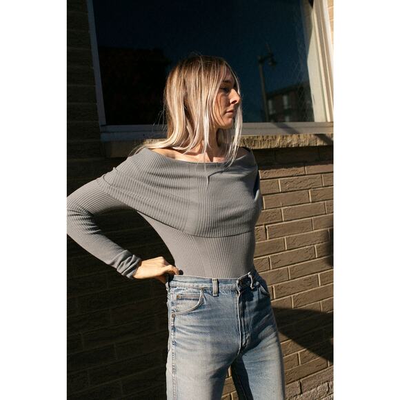 Paloma Wool Sweaters - Paloma Wool Palmer Rib Off The Shoulder Sweater - M Grey